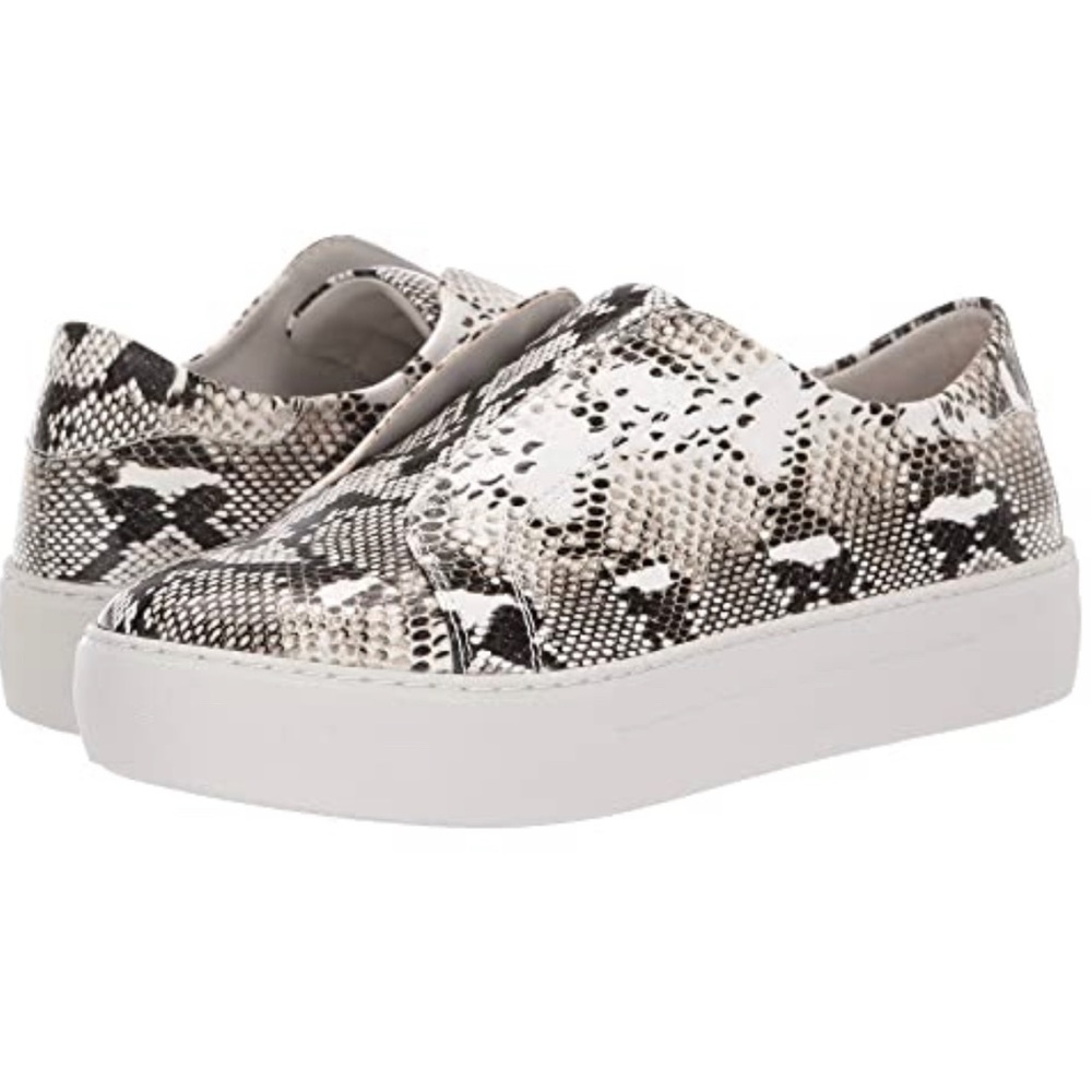 Modesens J/Slide Black and White Snake Skin Print Slip On Platform Sneakers
